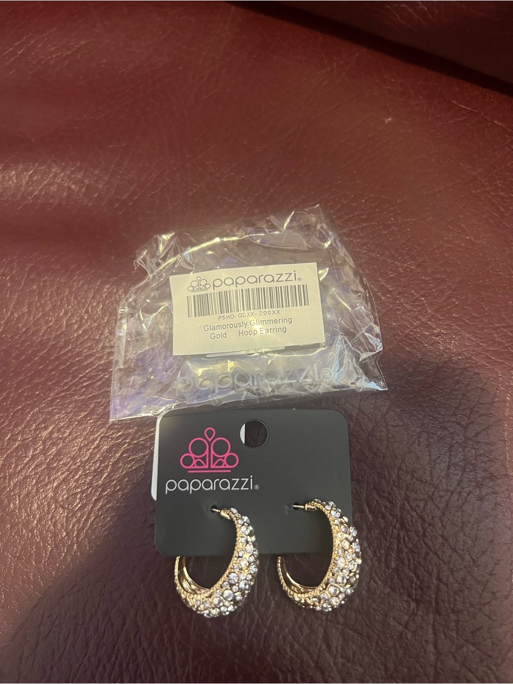 Paparazzi Gold Crystal Crescent Hoop Earrings - Picture 1 of 1